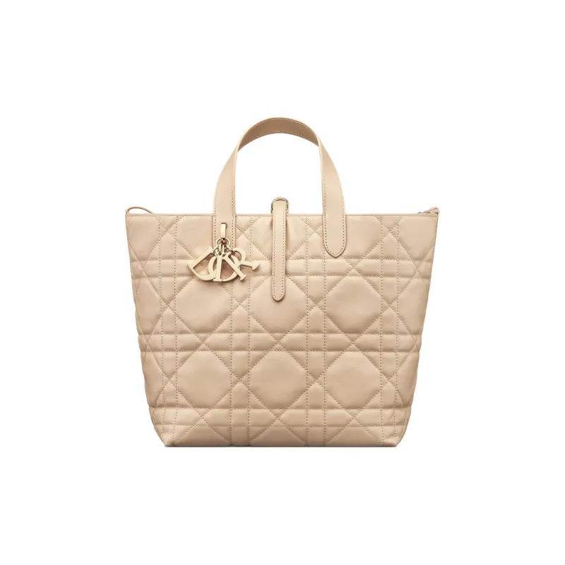 DIOR Toujours Cow Leather Indigenous Bag, Basket Bag, Shoulder Bag, Crossbody Bag, Handbag Medium Size Women's Beige-2