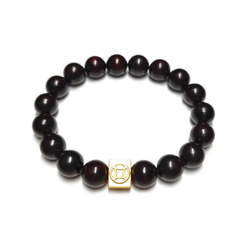 Guansha Rosewood Single Wrap Beaded Bracelet Unisex-0