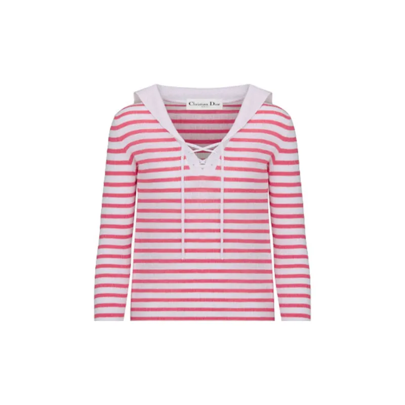 DIOR SS22 Slim Fit Knitwear Women's Pink White Multicolor-5