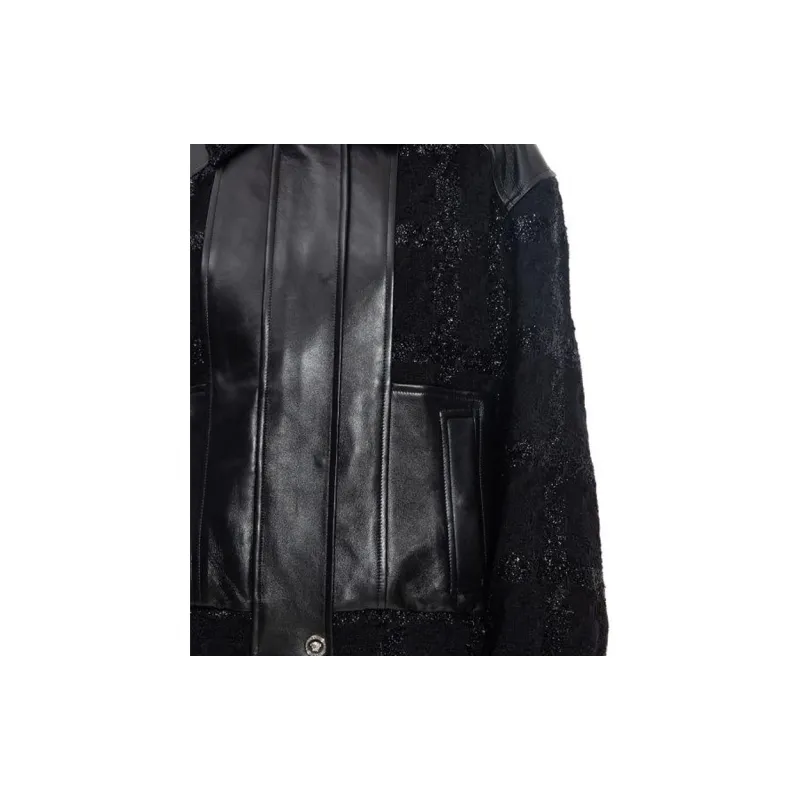 VERSACE Long-Sleeved Leather Jacket-2