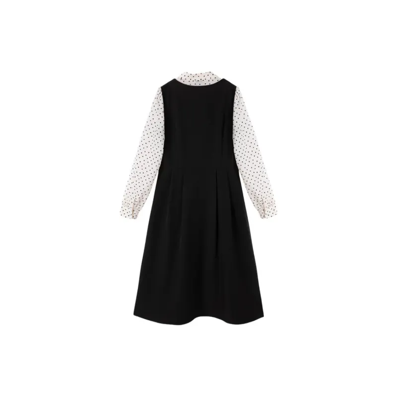 XIANGYING Long Sleeved Dresses Women's Black-1