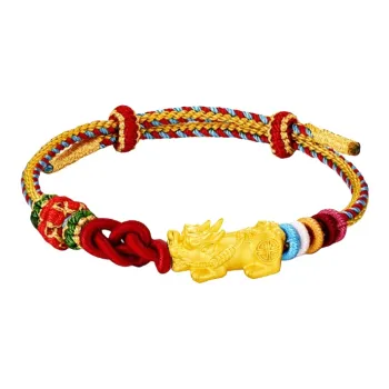 BYTHERE Chinese Auspicious Animal Hand Rope 999 Solid Gold Priced In Gram Gold Bracelet Unisex