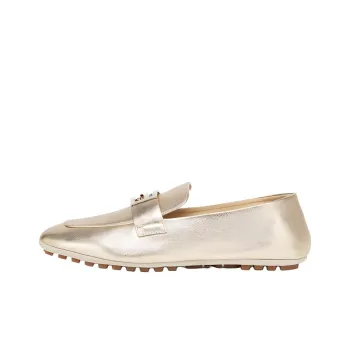 FENDI Baguette Logo Plaque Metallic Loafers Women's