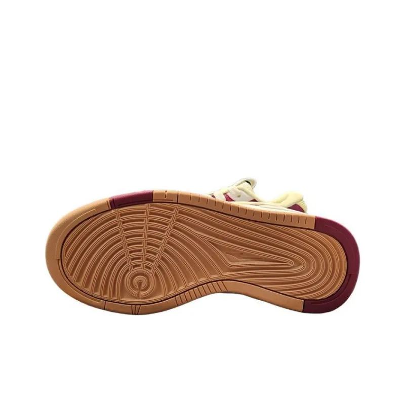 Erke No. 3 Single Slip-Resistant Cushioning Coverage Low-Top Skateboard Shoes Women's White Red Yellow-5