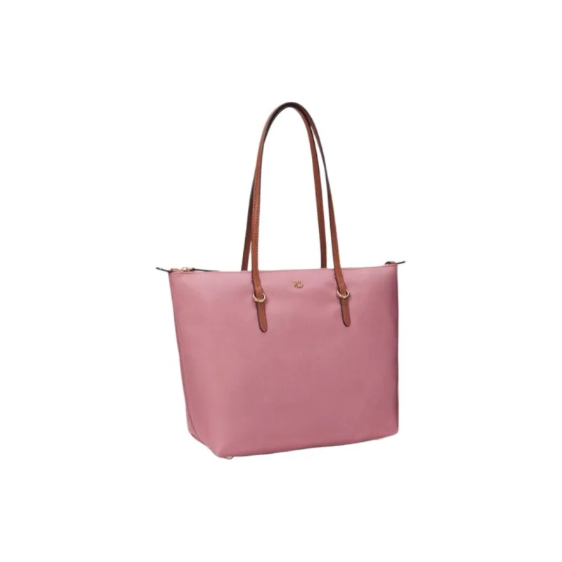 Ralph Lauren Fabric Tote Bag Shopping Bag Shoulder Bags Medium Size Women's Light Pink & Brown Yellow-1