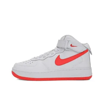 Nike Air Force 1 Anti Slip Wear Resistant Mid Top Kids' Skateboarding Shoes White Teenagers