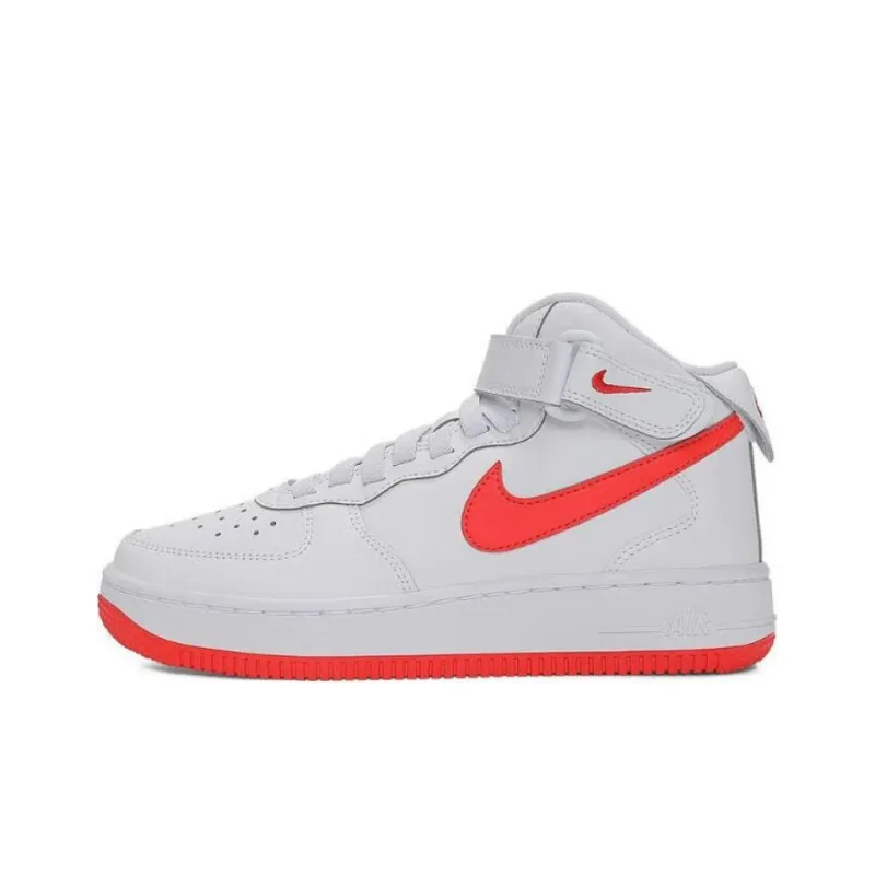 Nike Air Force 1 Anti Slip Wear Resistant Mid Top Kids' Skateboarding Shoes White Teenagers-0