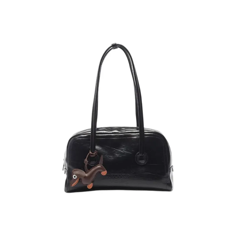 Three Blessings PU Shoulder Bag Medium Size Women's Brown/Black-4