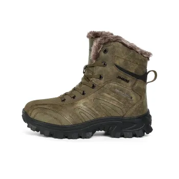 King Jinmai Warm Slip Resistant Short Mid Calf Snow Boots Men's