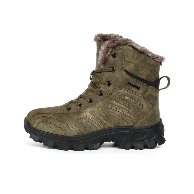 King Jinmai Warm Slip Resistant Short Mid Calf Snow Boots Men's-0