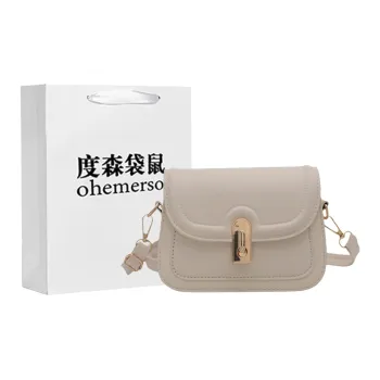 Dusen Kangaroo PU Small Square Bag, Crossbody Bag Regular Women's White/Black/Brown