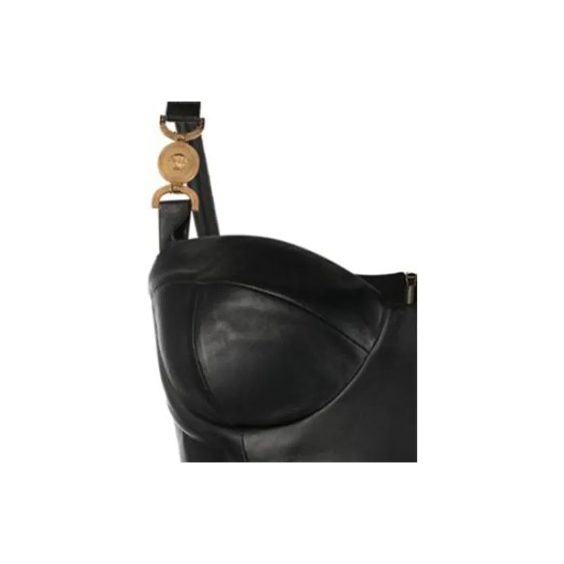 VERSACE Zipped Leather Top-4