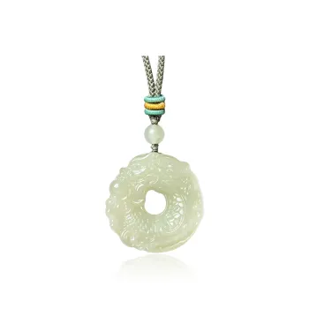 ZENGCAI Jade Carving Amulet Pale Greenish White Jade Unisex