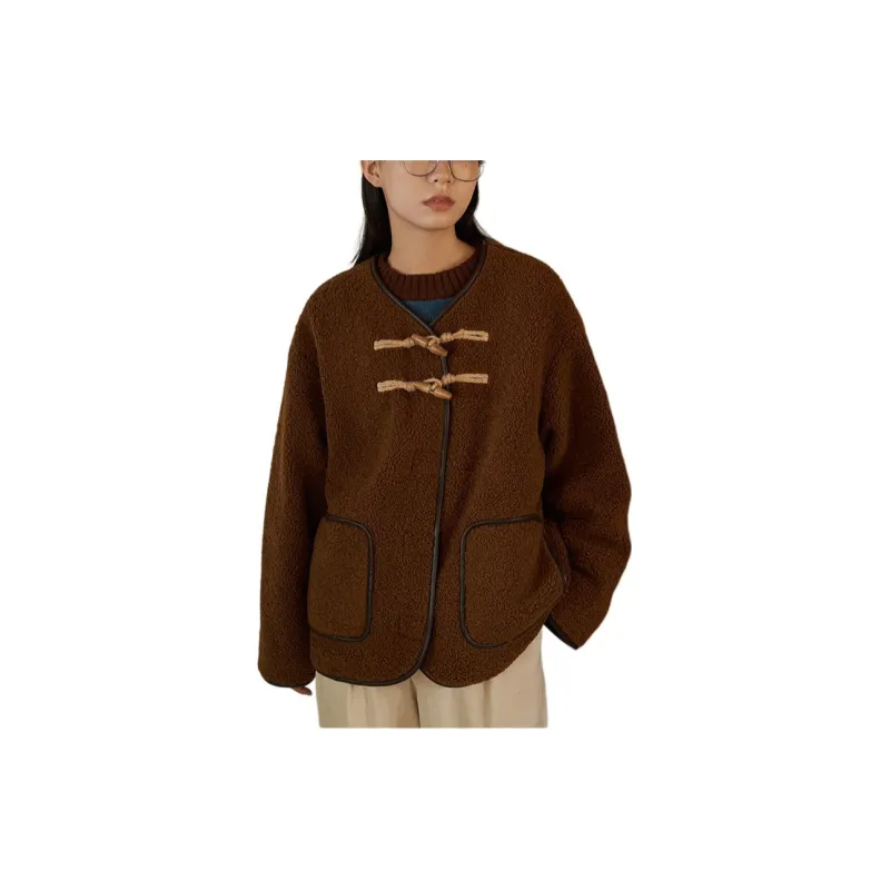 Omont Velvet feel Coat Women's Caramel Brown-2