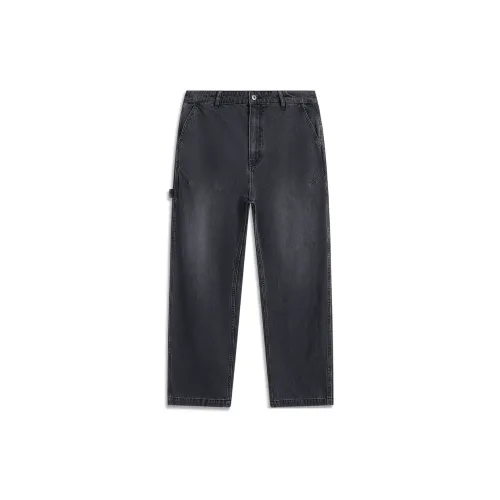 LiNing Sports Life Collection Jeans Men's Washed Black Ox