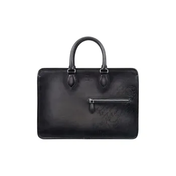 BERLUTI Cow Leather Briefcases Men's Black