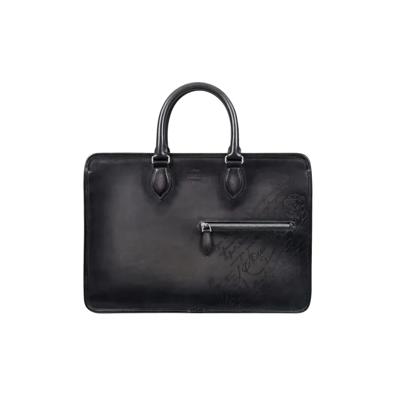 BERLUTI Cow Leather Briefcases Men's Black-0
