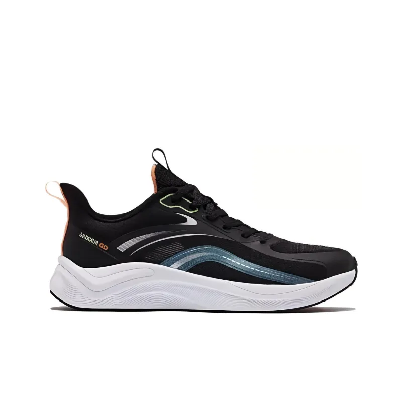 QIAODAN Anti-Slip Wear-Resistant Low-Top Running Shoes Men's Black Blue-1