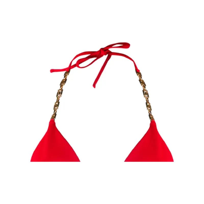VERSACE Greca Chain Bikini Top 'Red'-2