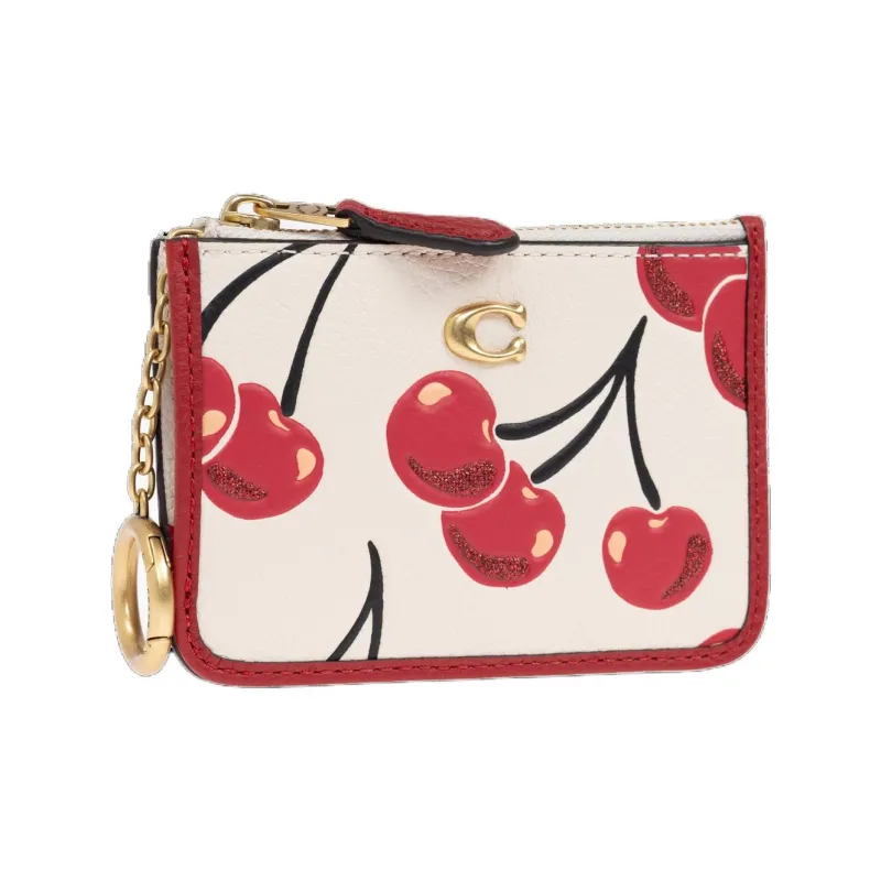 COACH Leather Card Holder Women's Cream-1