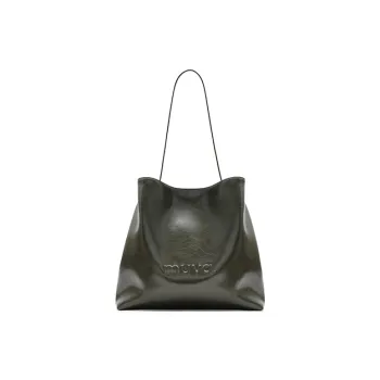 MUVA Cowhide Split Leather Tote Bag Shoulder Bag Large Size Women's Twilight Black/Mocha/Olive Green