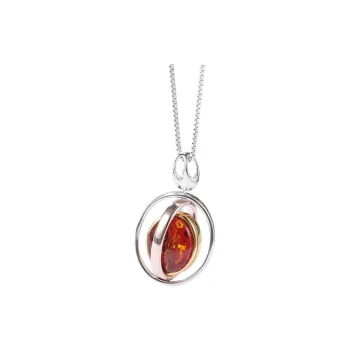 S&A S925 Silver With Amber Necklaces Women's
