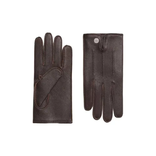HERMES Cashmere Gloves Men's Brown