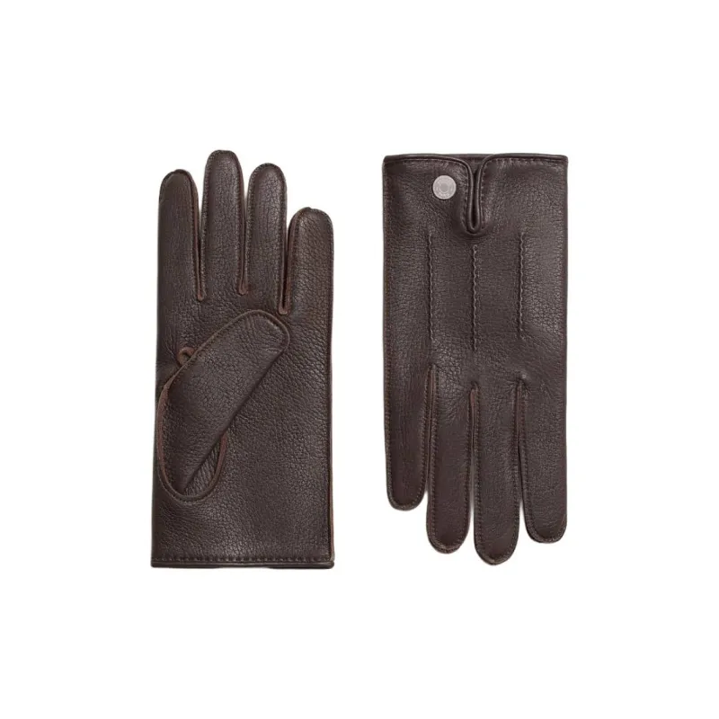 HERMES Cashmere Gloves Men's Brown-0