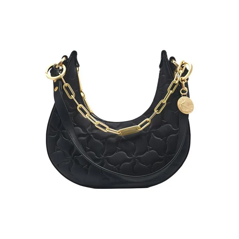 LI NING 1990 Cow Leather Shoulder Bag Handbag Shoulder Bag Regular Women's Black-2