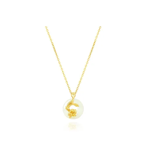 FUJA Necklaces Pale Greenish White Jade Women's