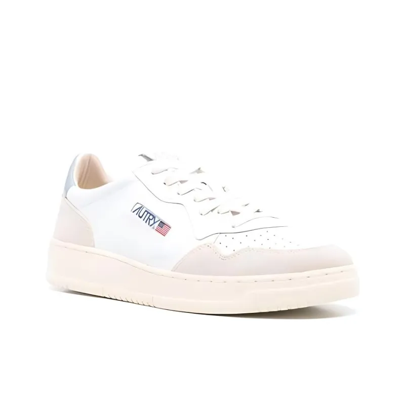 AUTRY Medalist Leather Low White Silver Blue Beige Women's-2