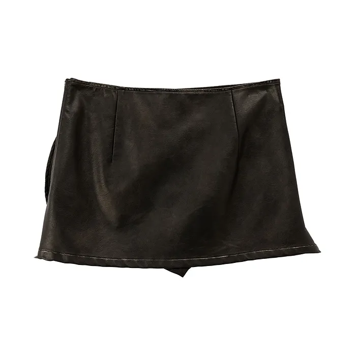 CHUU Leather Short Skirts Women's Black-1