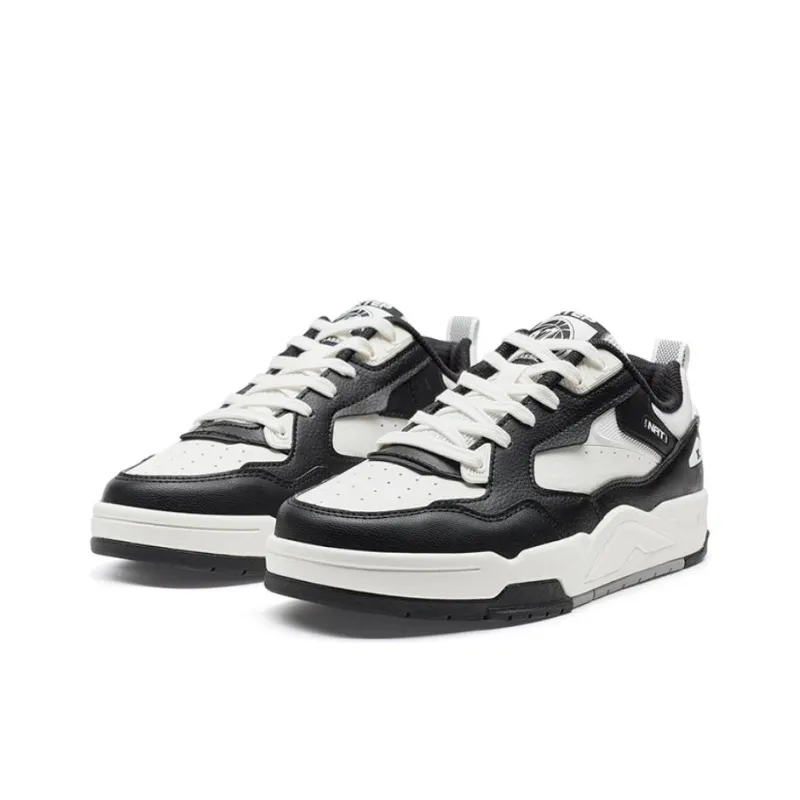 XTEP New Light Coverage Anti Slip And Wear Resistant Low Top Skateboard Shoes Women's Black White-1