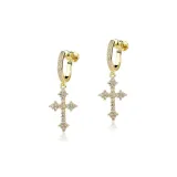 Gold Iris Cross 1 Pair