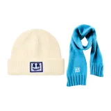 White Beanie+Blue Scarf