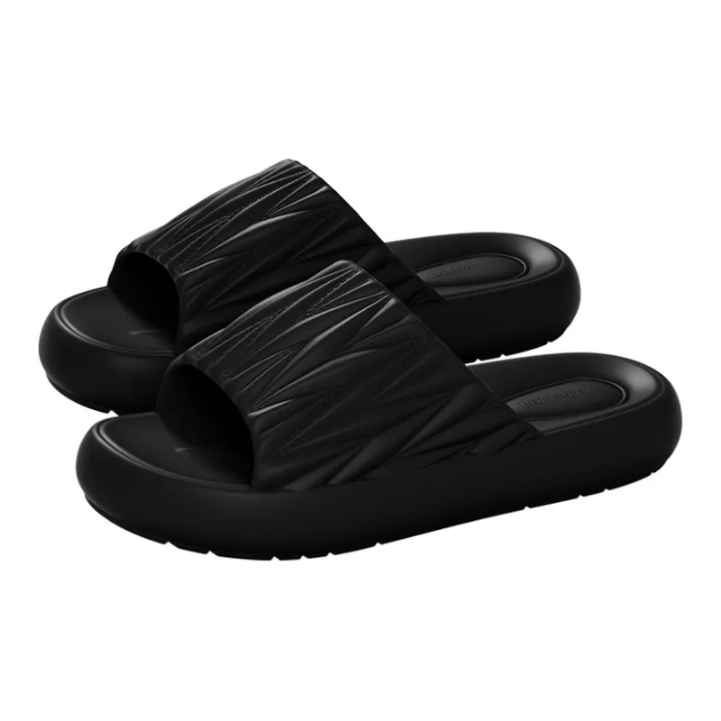 Warm Edge Pleated Slippers Summer Home Indoor Minimalist Style Slip Resistant Couple Bathroom Bathing Home Slippers-3