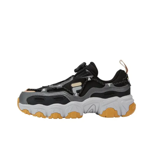 FILA KIDS BOA Slip-Resistant Lightweight Cushioning Low-Top Kids' Running Shoes Black/Smoke Gray Teenagers