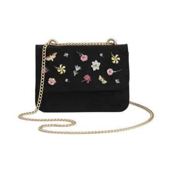 Fable Polyester Crossbody Bag Shoulder Bag Medium Size Women's Black Floral