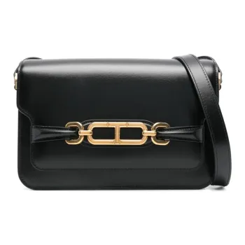 TF Calfskin Crossbody Bag, Shoulder Bag Medium Size Women's Black