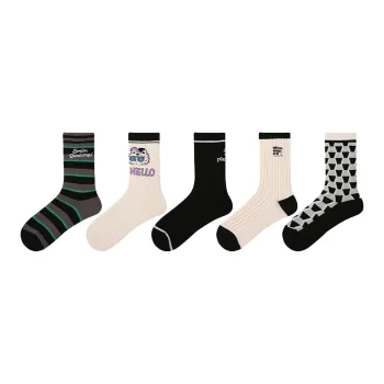 Vine Color Mid Calf Socks Unisex 5 Pack