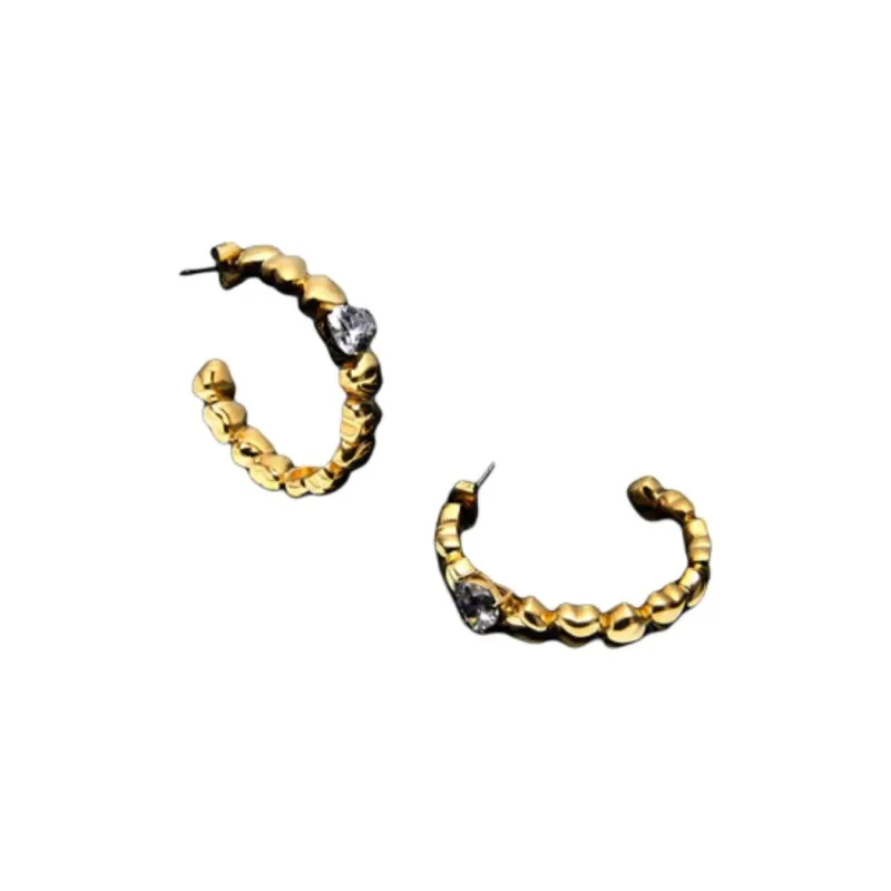 CHIARA FERRAGNI Rhodium Plated, Zircon Earrings Women's Gold-0