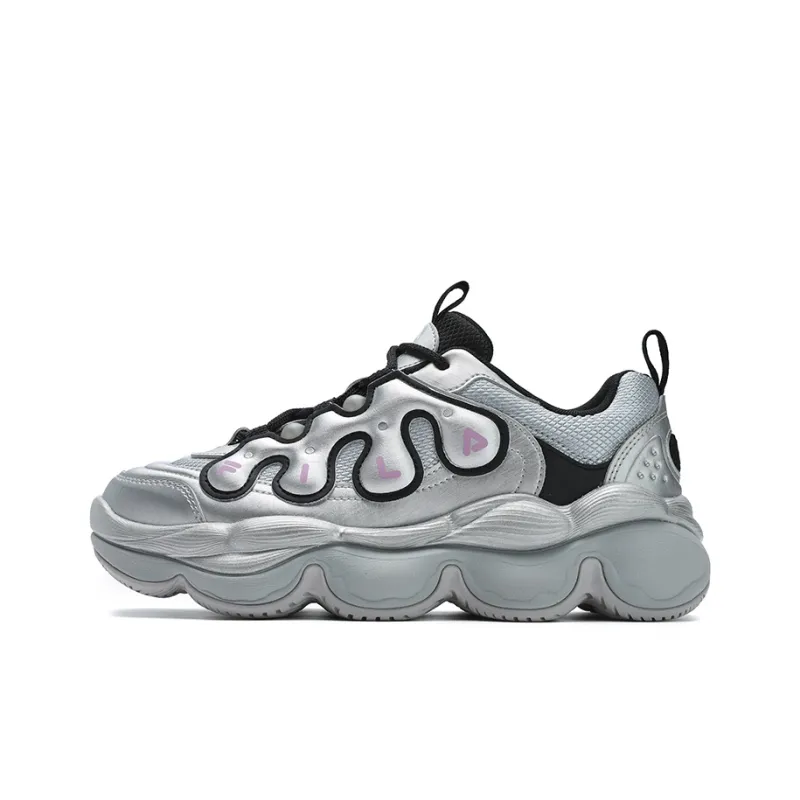 FILA PEASE Non slip Breathable And Wear resistant Low Top Casual Shoes Women's Silver Gray-0