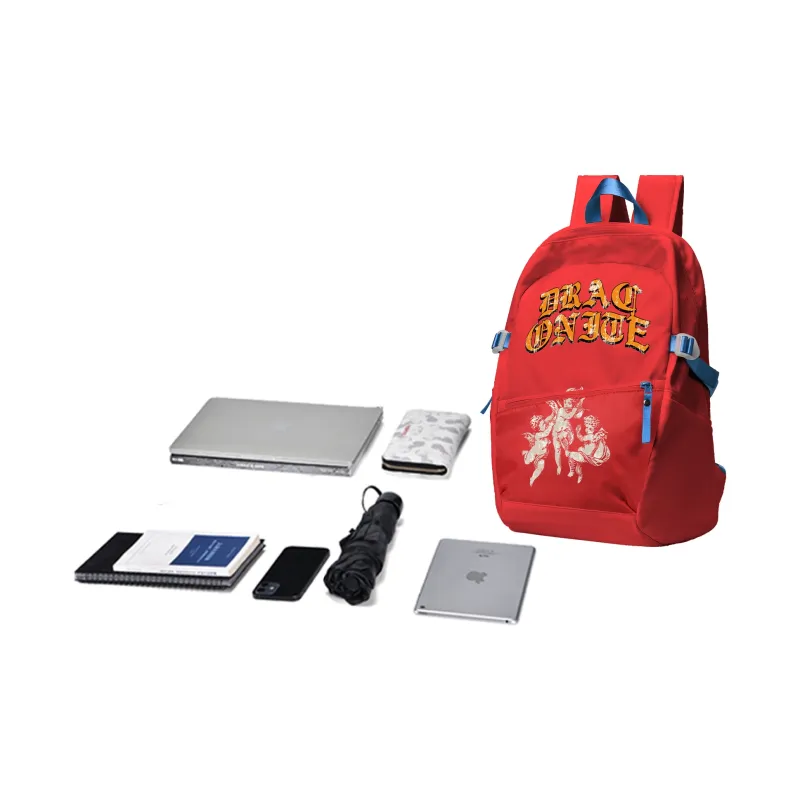 DRACONITE Polyester Students Backpack Unisex Red-4