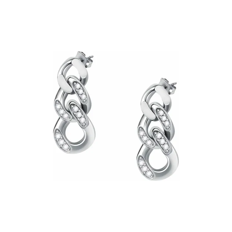 CHIARA FERRAGNI Stainless Steel Glass Earrings Women's Silver-0