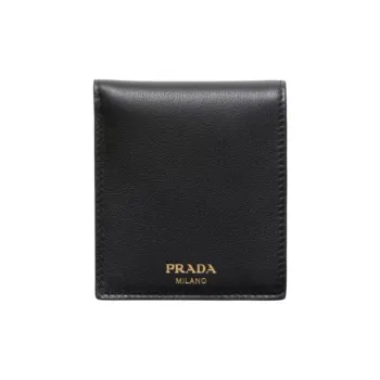 PRADA Calfskin Wallet Men's Black