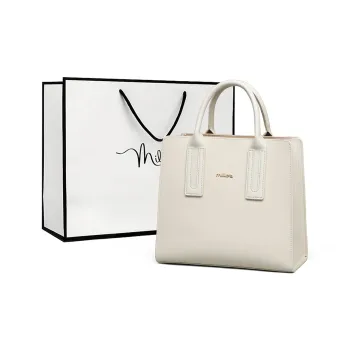 MILLIE'S Cow Leather Patchwork Synthetic Leather Handbags Shoulder Bag Crossbody Bag Women's Ecru/Apricot