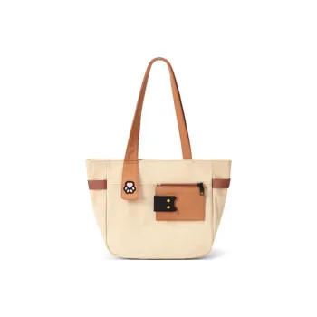 NOXXON Nylon Handbag, Shoulder Bag Large Size Women's Obsidian Black/Khaki