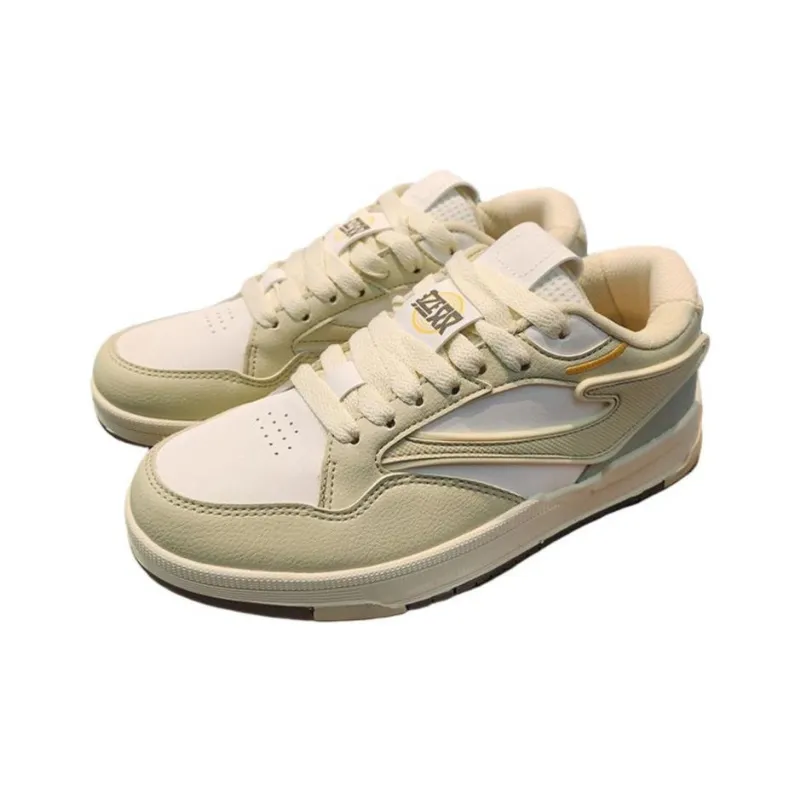 Erke No. 3 Single Slip-Resistant Cushioning Coverage Low-Top Skateboard Shoes Women's White Green-2