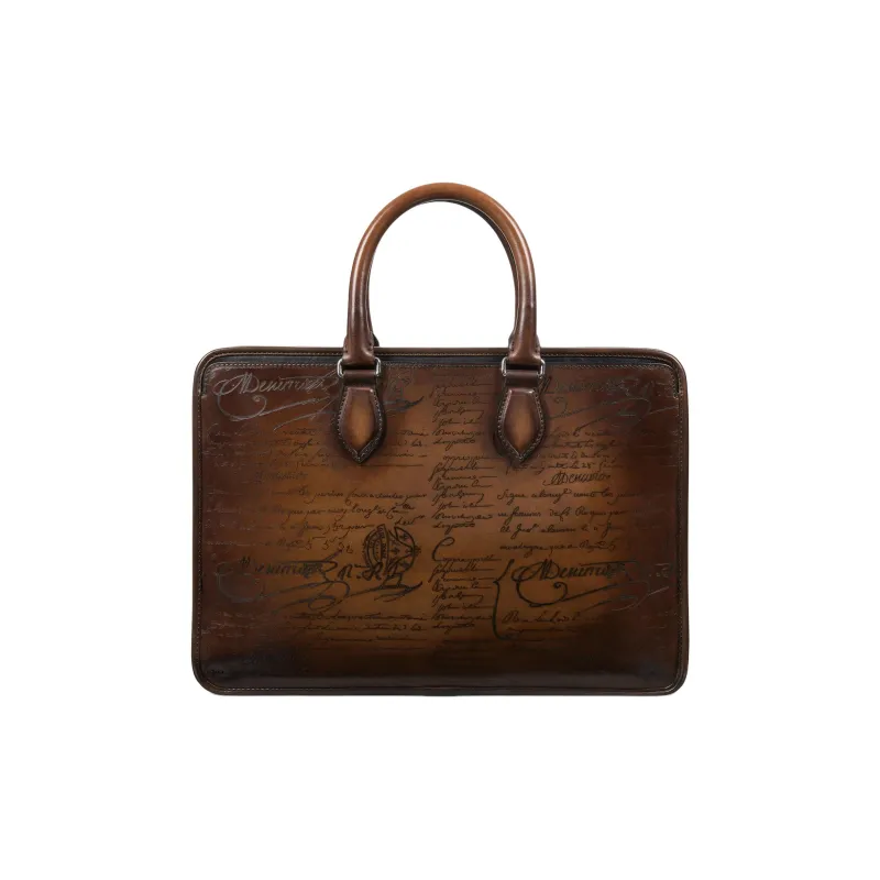 BERLUTI Leather Briefcases Mini Men's Brown-3