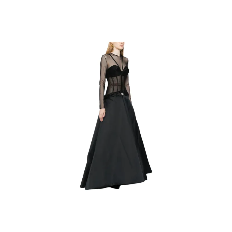 VERSACE Long-Sleeved Dresses Women's Black-3